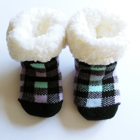 Pudus Plaid Lumberjack Sherpa Lined Slipper Socks - Picture 1 of 5